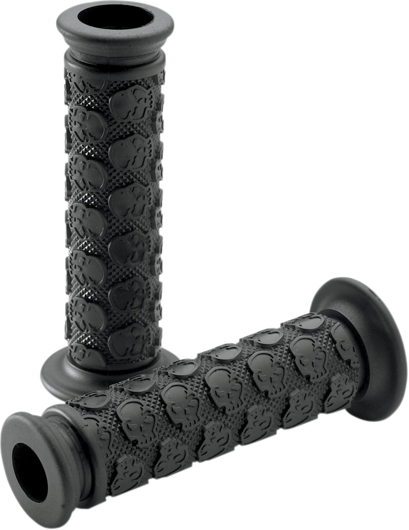 Skully Motorcycle Grips - Black, 7/8" bars w/ Twist Throttle - Click Image to Close