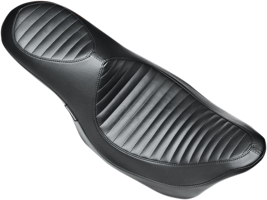 Villain Pleated Vinyl 2-Up Seat Black Foam - For 08-20 Harley FLH FLT - Click Image to Close