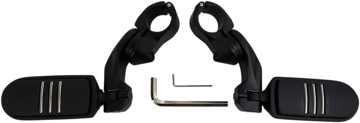 Custom Clamp-On Highway Bar Footpegs w/Mount 1-1/4" - Black - Click Image to Close