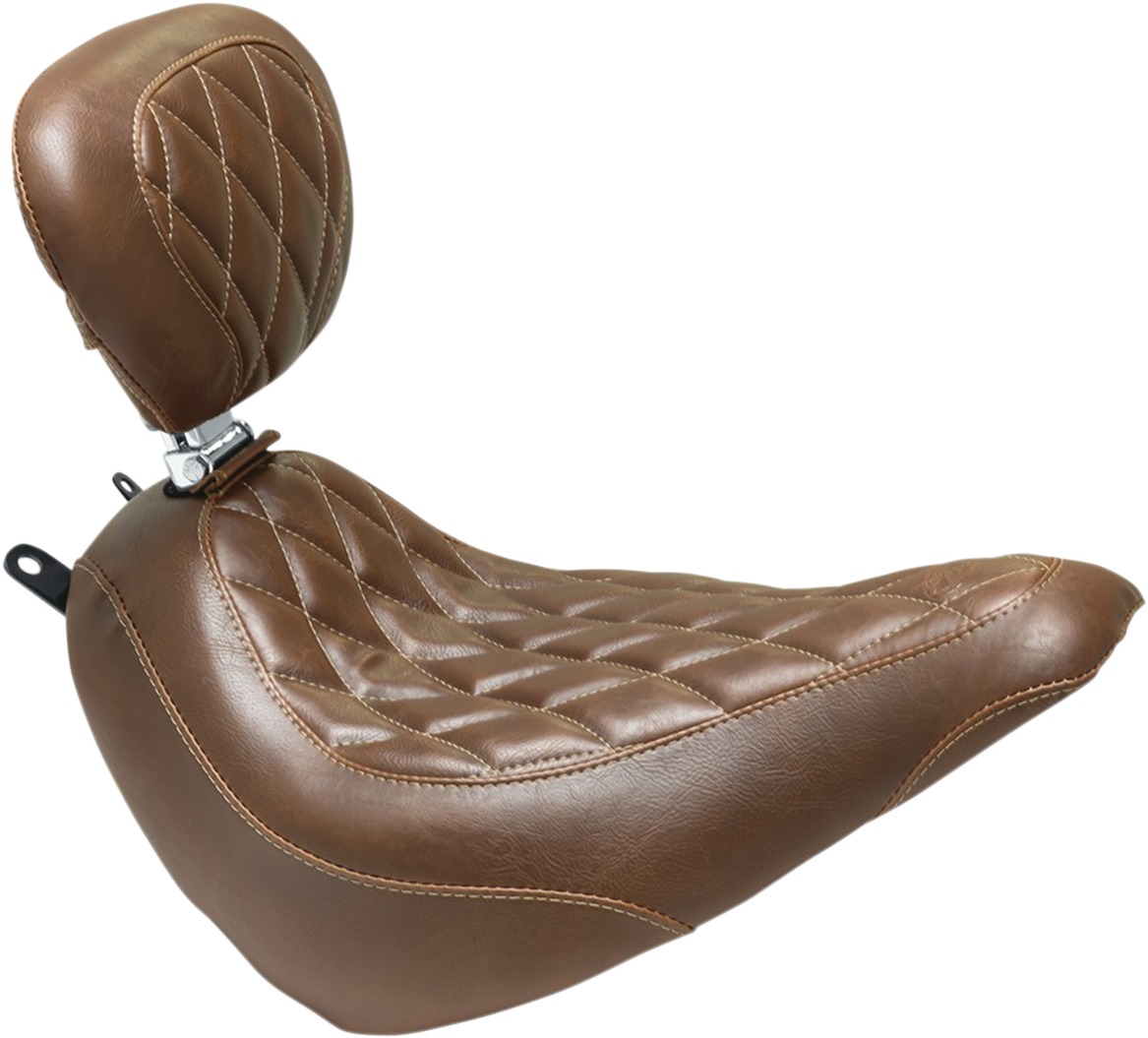 Tripper Diamond Brown Solo Seat w/Backrest - For 18-19 HD FLDE FLHC - Click Image to Close