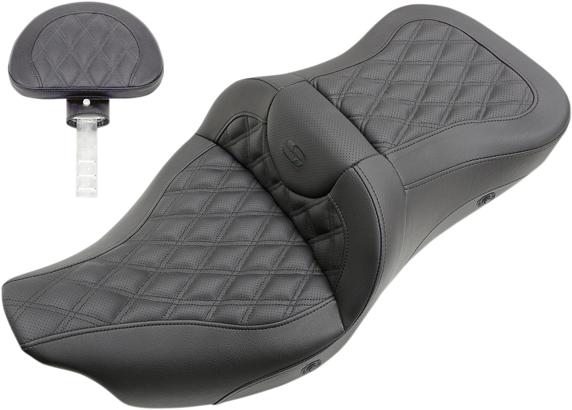 Heated Road Sofa LS 2-Up Seat Gel w/Backrest - For Harley FLHTCUTG - Click Image to Close