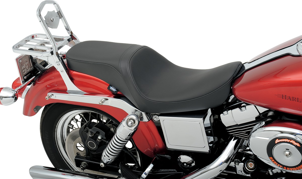 Predator Plain SR Leather 2-Up Seat - Black - For 96-03 Harley FXD Dyna - Click Image to Close