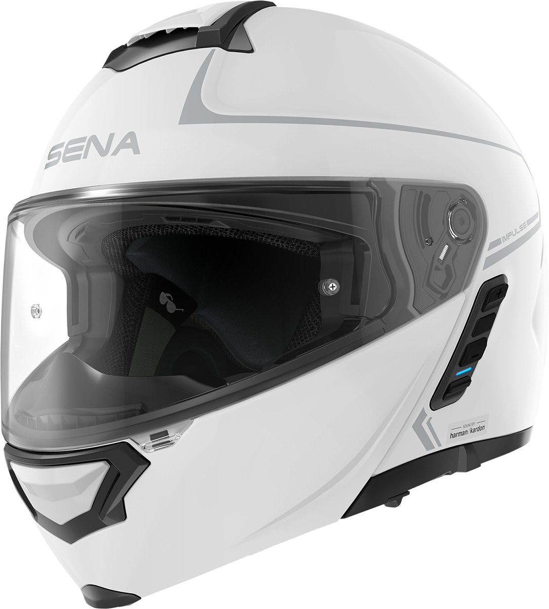 Impulse Motorcycle Smart Helmet with Mesh Intercom - Impulse Hlmt W/Bt Wht Lg - Click Image to Close