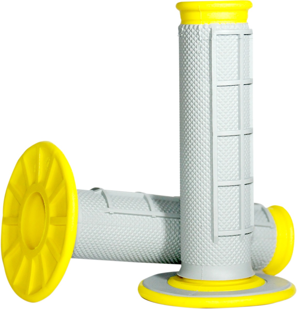 MX Dual Compound Grips 1/2 Waffle - Grey/ Yellow - Click Image to Close