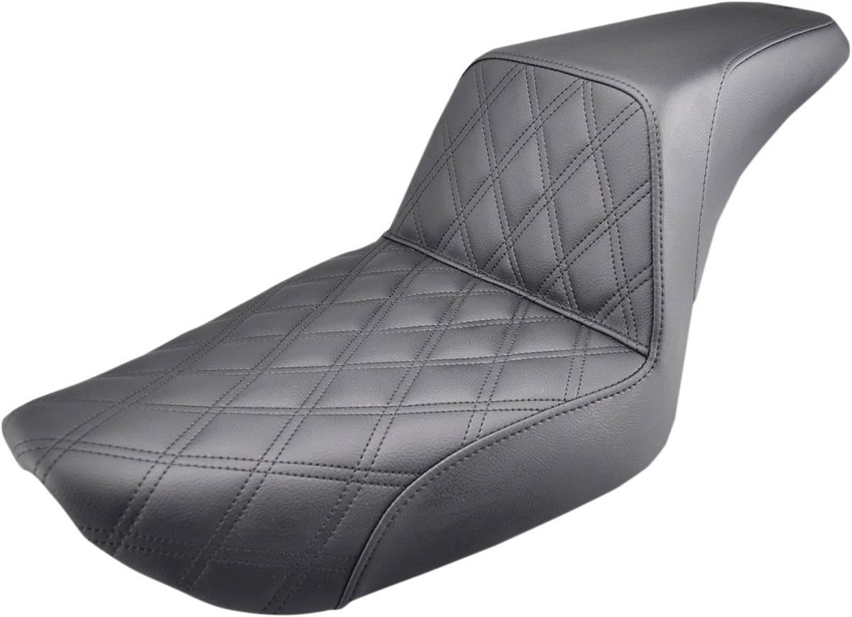 Step-Up Lattice Stitched 2-Up Seat - Black - For 96-03 Harley FXD - Click Image to Close