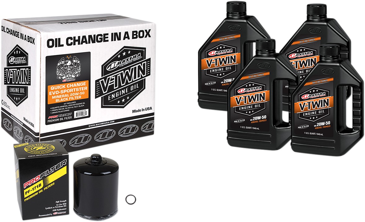 V-Twin Quick Change Kit Mineral w/ Black Filter Evo/Sportster - Click Image to Close