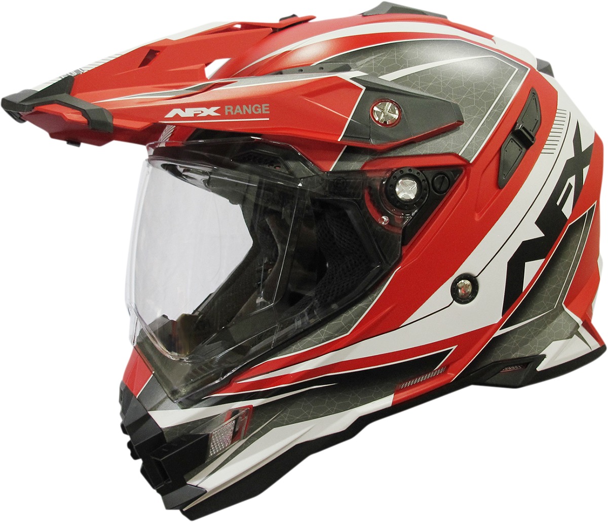 FX-41DS Range Full Face Dual-Sport Helmet Matte Red Large - Click Image to Close