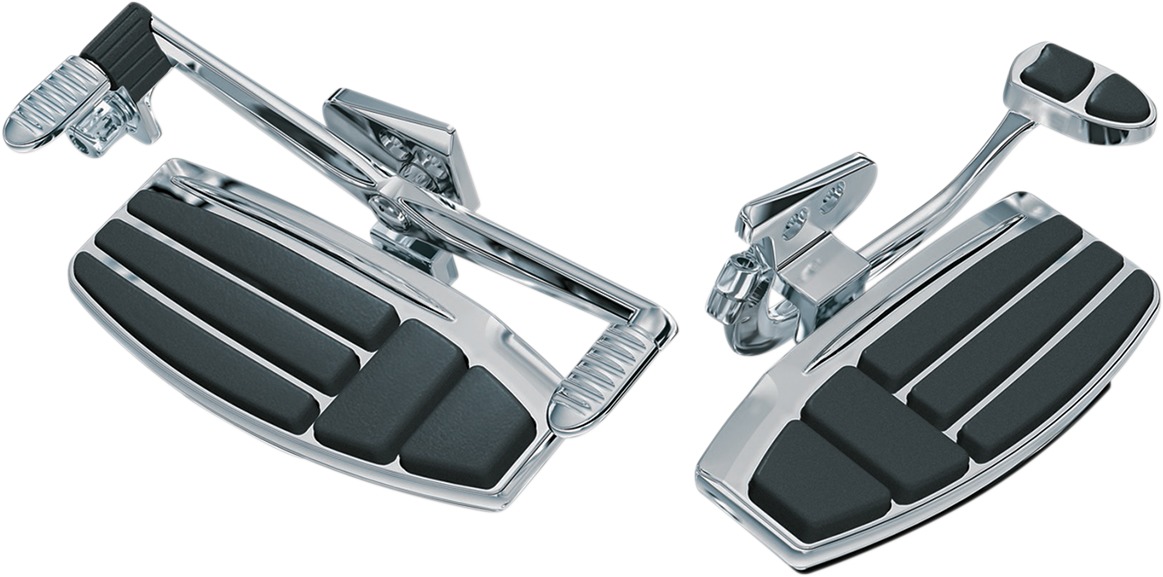 ISO-Board Folding Driver Floorboards Chrome/Black w/Levers - For 1800 GoldWing - Click Image to Close