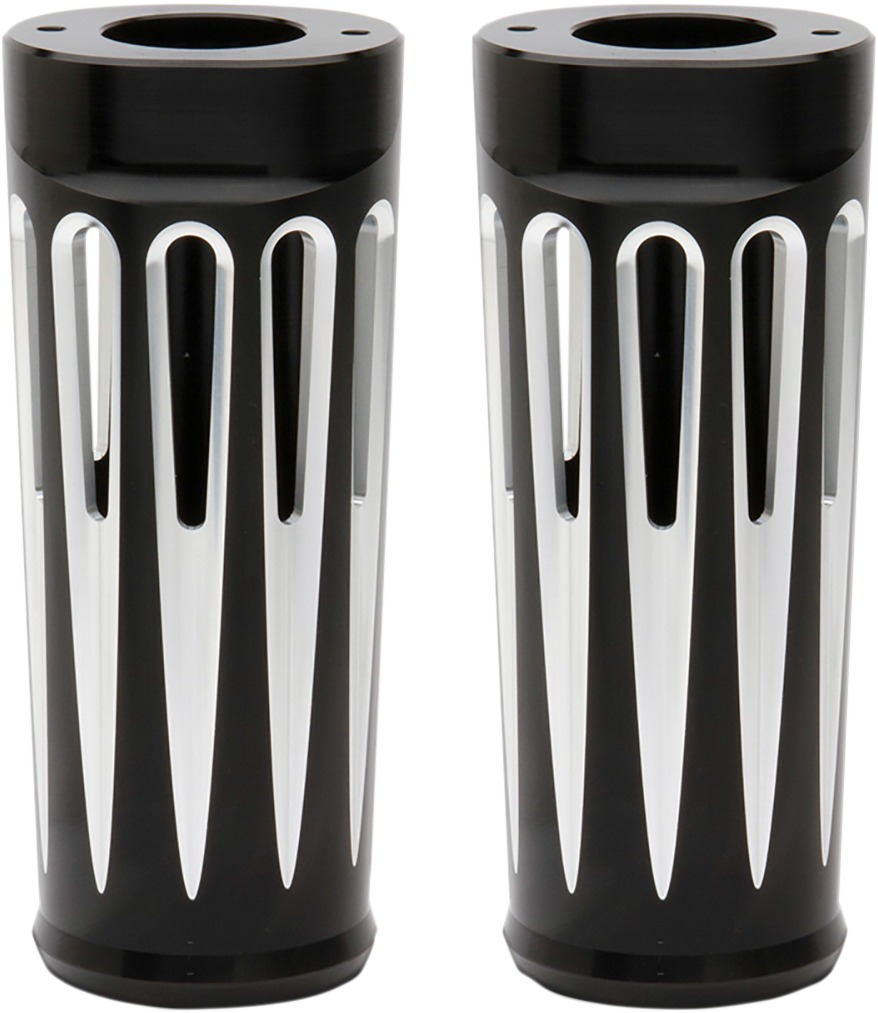 Black +2" Deep Cut Fork Boots - Fits 14-23 H-D Touring Models - Click Image to Close