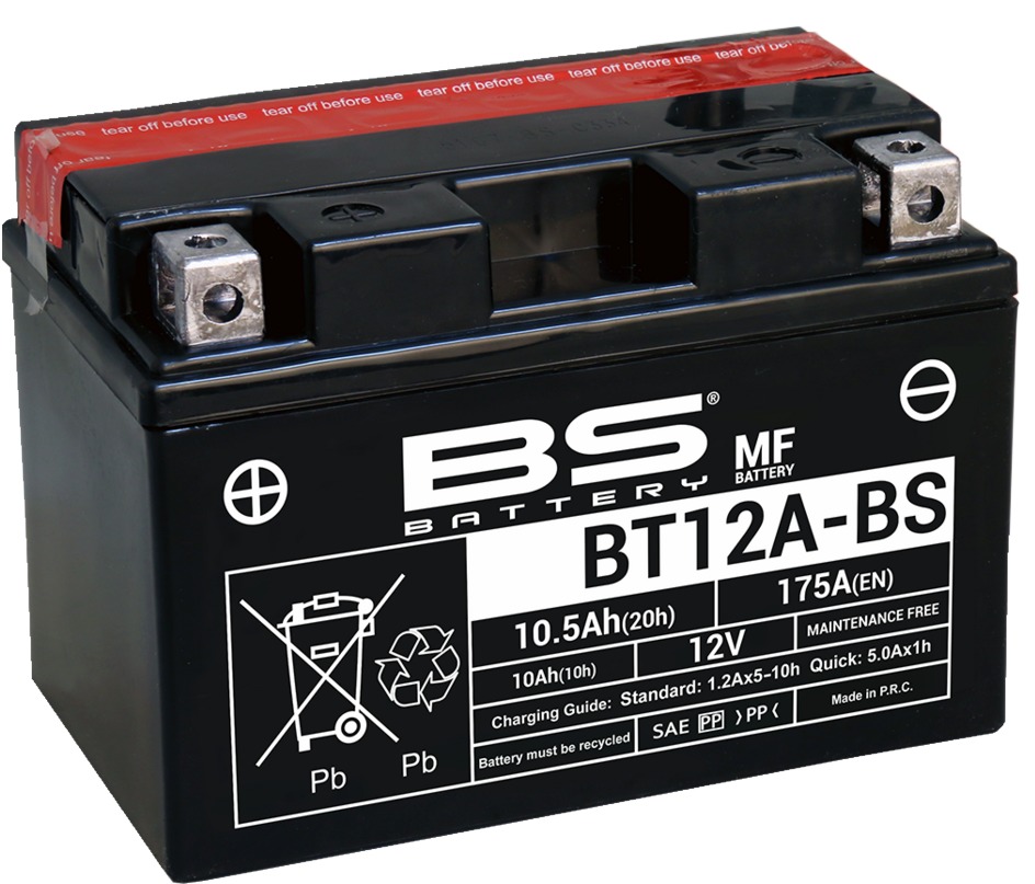 Maintenance Free Sealed Battery - Replaces YT12A-BS - Click Image to Close