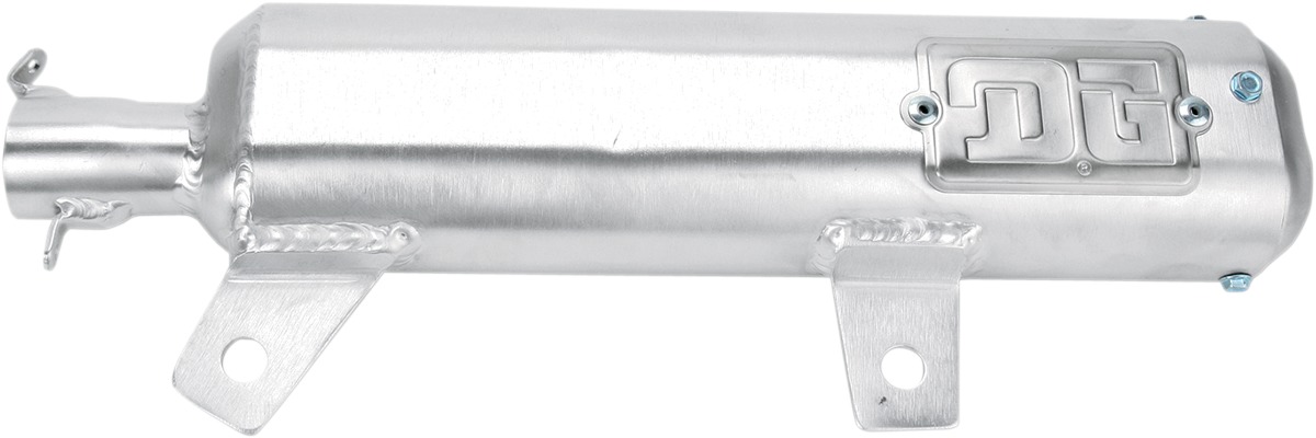 Oval Brushed Aluminum Muffler Silencer - For 94-03 Polaris Scrambler 400 - Click Image to Close