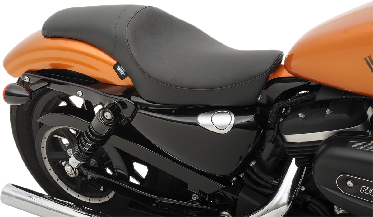 Predator Plain Leather 2-Up Seat Black Foam - For 10-20 Harley XL - Click Image to Close