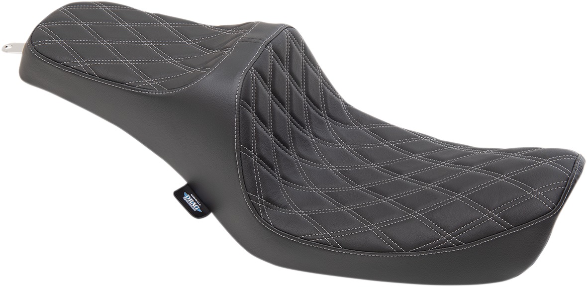 Predator Double Diamond Vinyl 2-Up Seat Black/Silver - For 96-03 FXD Dyna - Click Image to Close