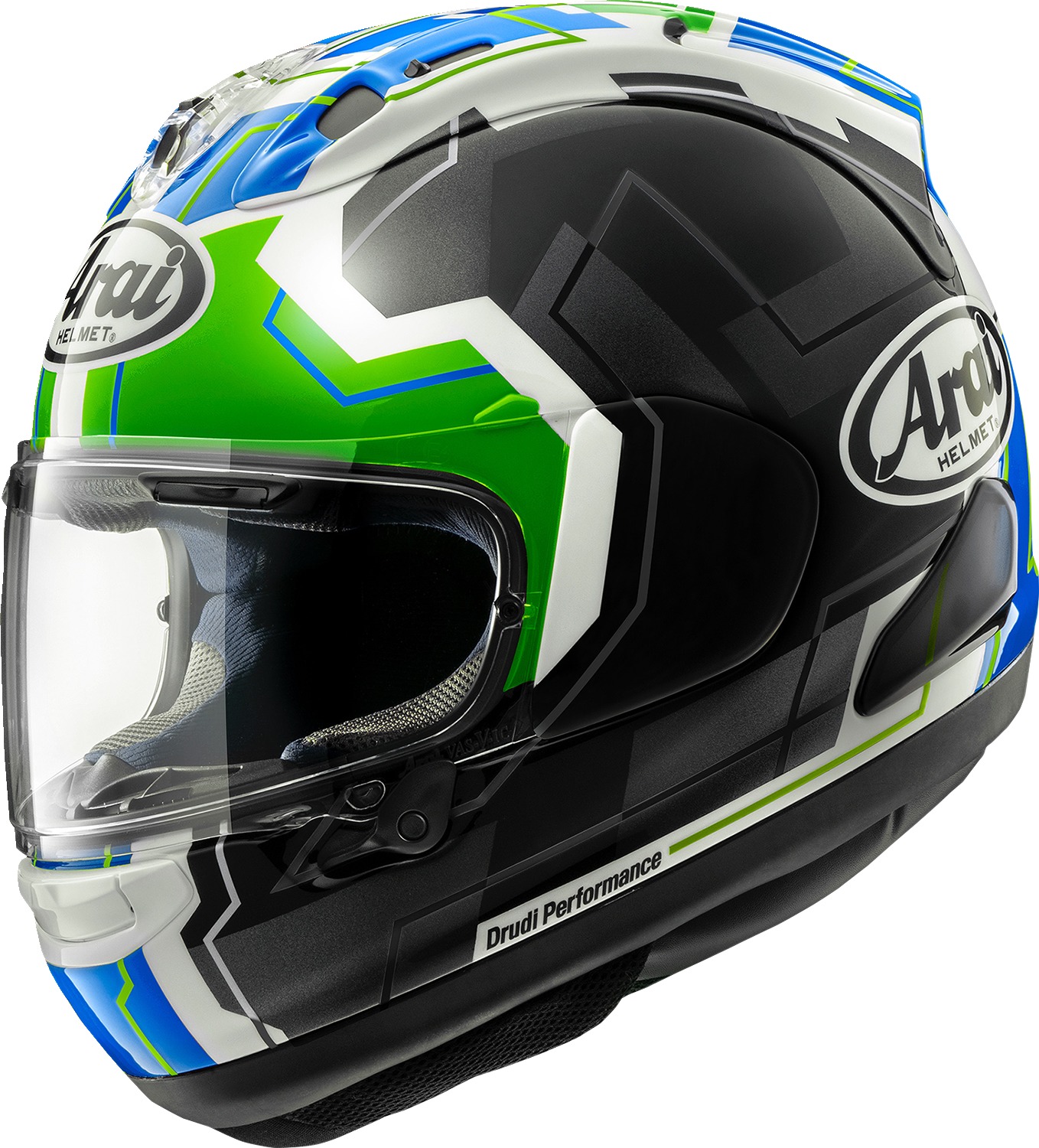 Arai Corsair-X Rea-6 Helmet Green/Blue/Black - S - Premium full-face helmet with SNELL M2020 certification - Click Image to Close