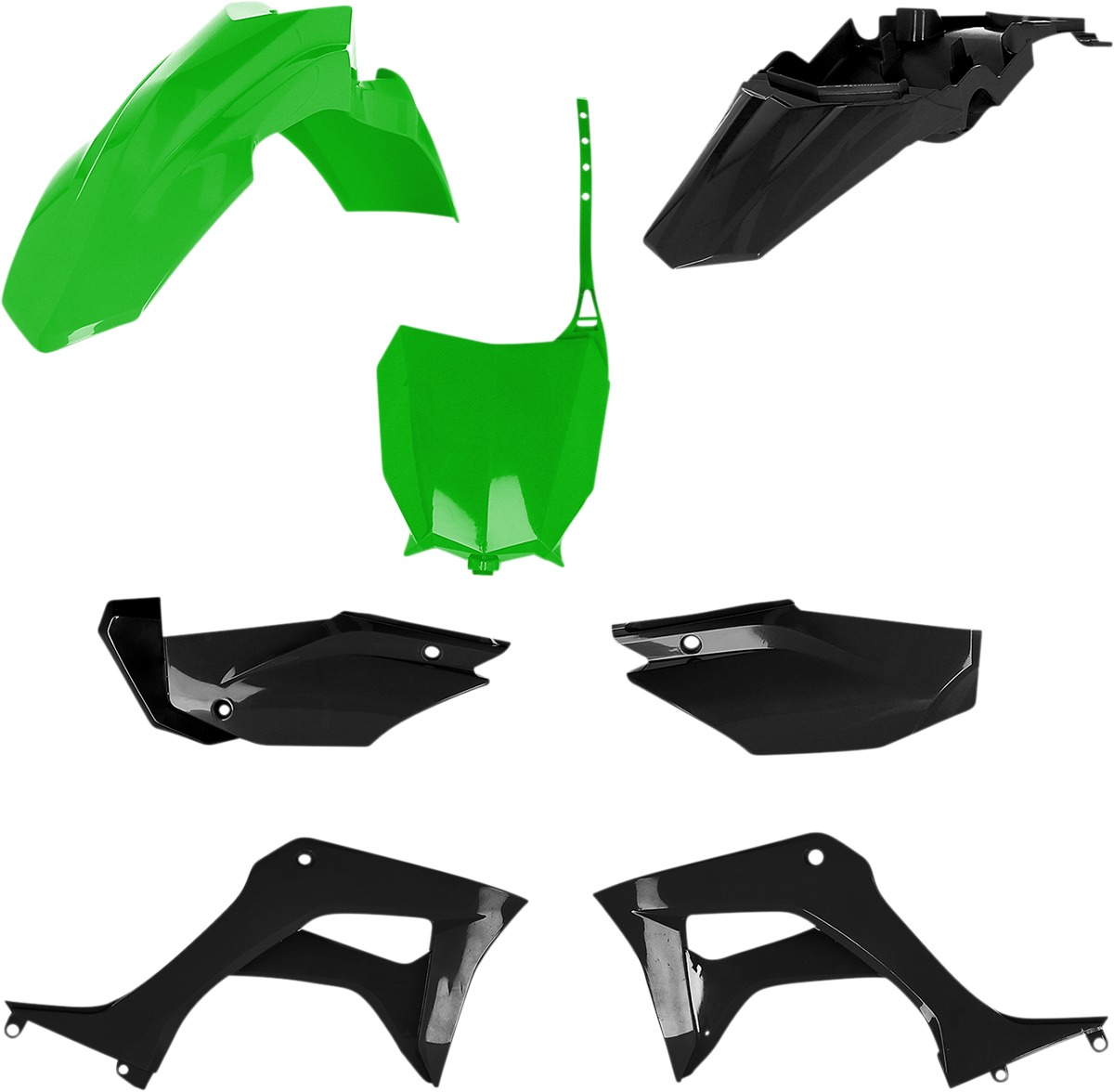 Acerbis Full Plastic Kit - Black & Green - Fits 2019+ Honda CRF110F - Click Image to Close