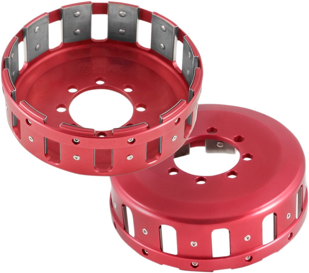 Red Billet Clutch Basket - For Ducati 6 Speed Dry Clutch Models - Click Image to Close