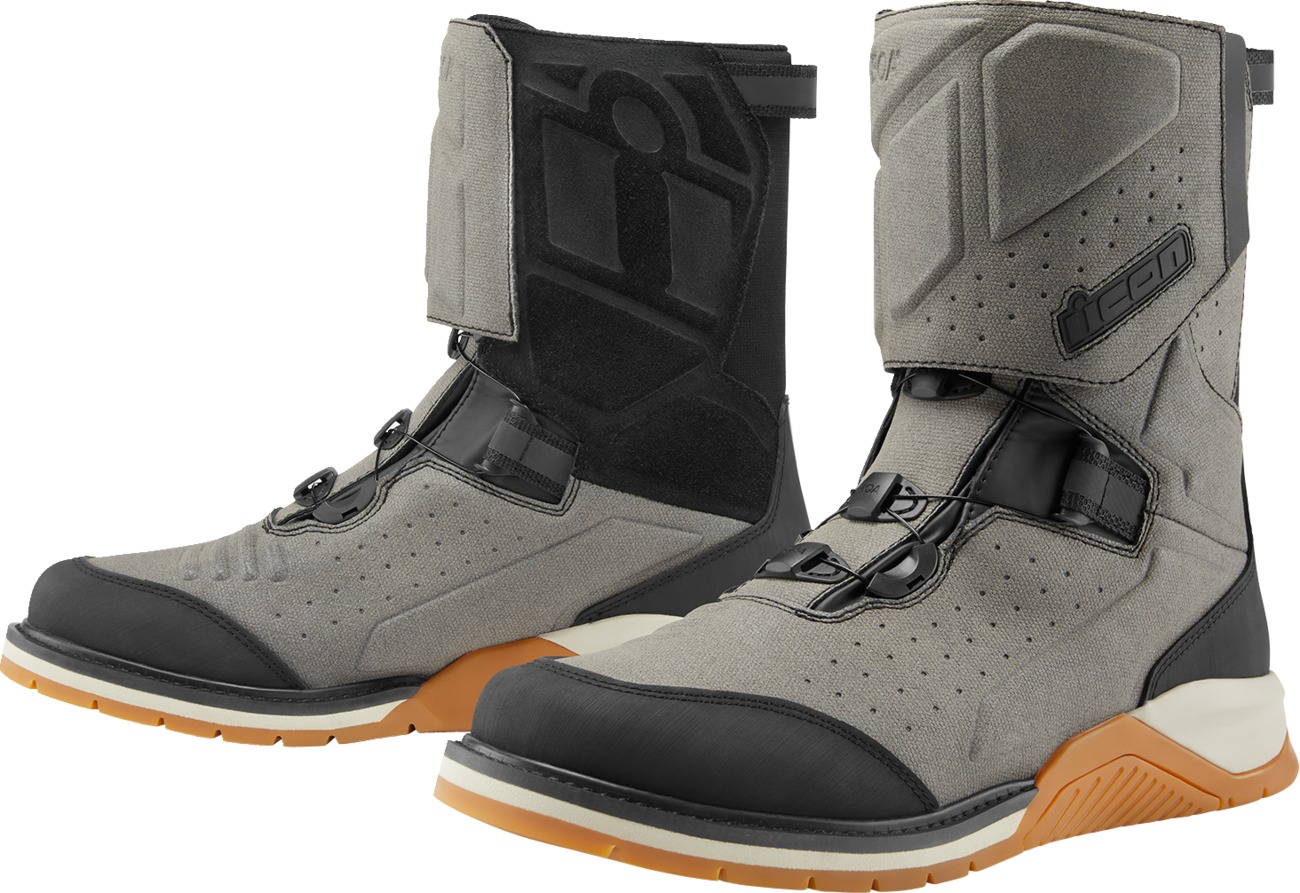 ICON Alcan Waterproof Boots - Gray, Size 12 - Waterproof riding boots for adventure touring. - Click Image to Close