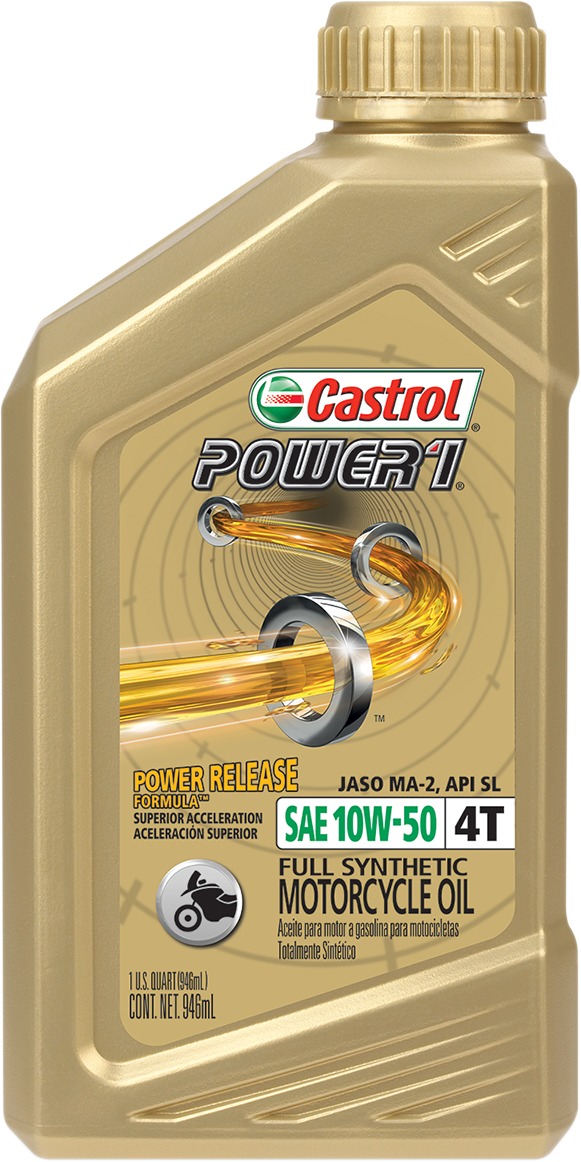 Power1 Racing Synthetic 4T Motor Oil - 10W50 1 Qt - JASO MA2 For Motorcycle, ATV, & Powersports - Click Image to Close