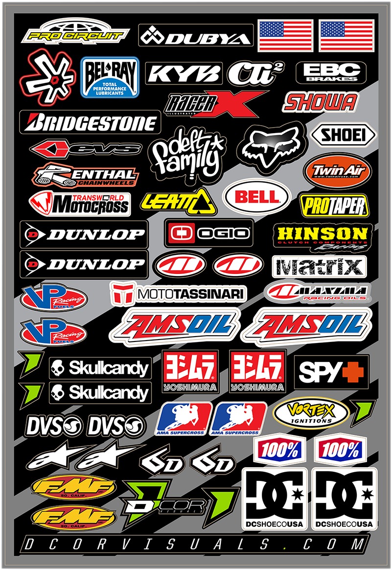 MX Logos Universal Decal Sheet - 12 mil Ultracurve Vinyl - Click Image to Close