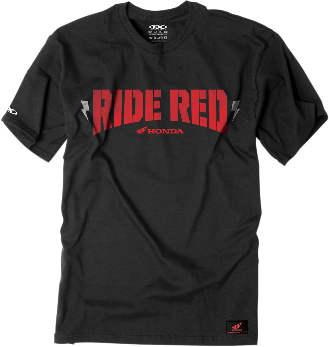 Men's Honda Ride Red Bolt Tee - Honda Ride Red Bolt Tee Blk Lg - Click Image to Close