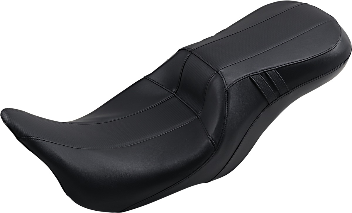 Outcast Carbon Fiber Vinyl 2-Up Seat - Black - For Harley FLH FLT - Click Image to Close