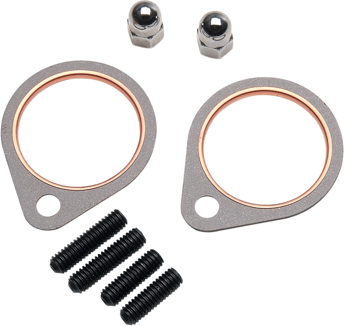 Fire-Ring Exhaust Gasket Kit w/ Chrome Acorn Nuts - For H-D Shovelheads - Click Image to Close