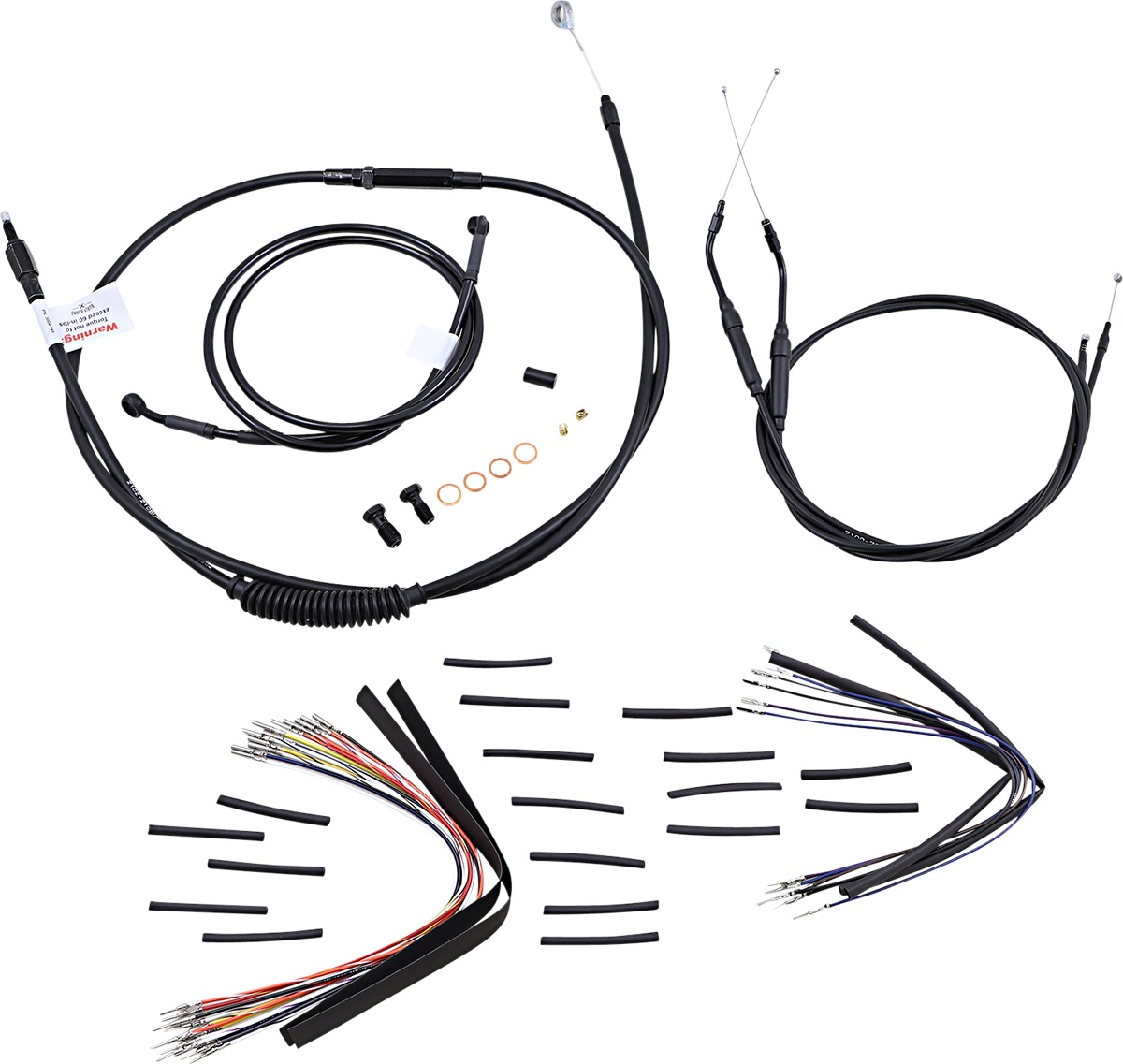 Extended Black Control Cable Kit For 96-05 Single Disk Dynas - 16" tall bars - Click Image to Close