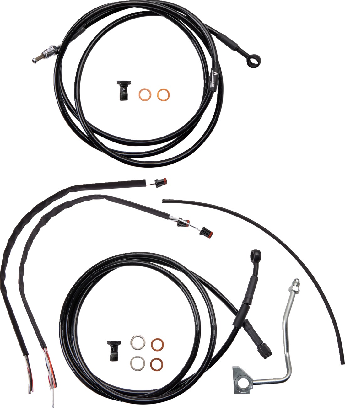 Extended Black Control Cable Kit for 16" Gorilla Bars - Fits 17-20 Harley Davidson Touring models - Click Image to Close