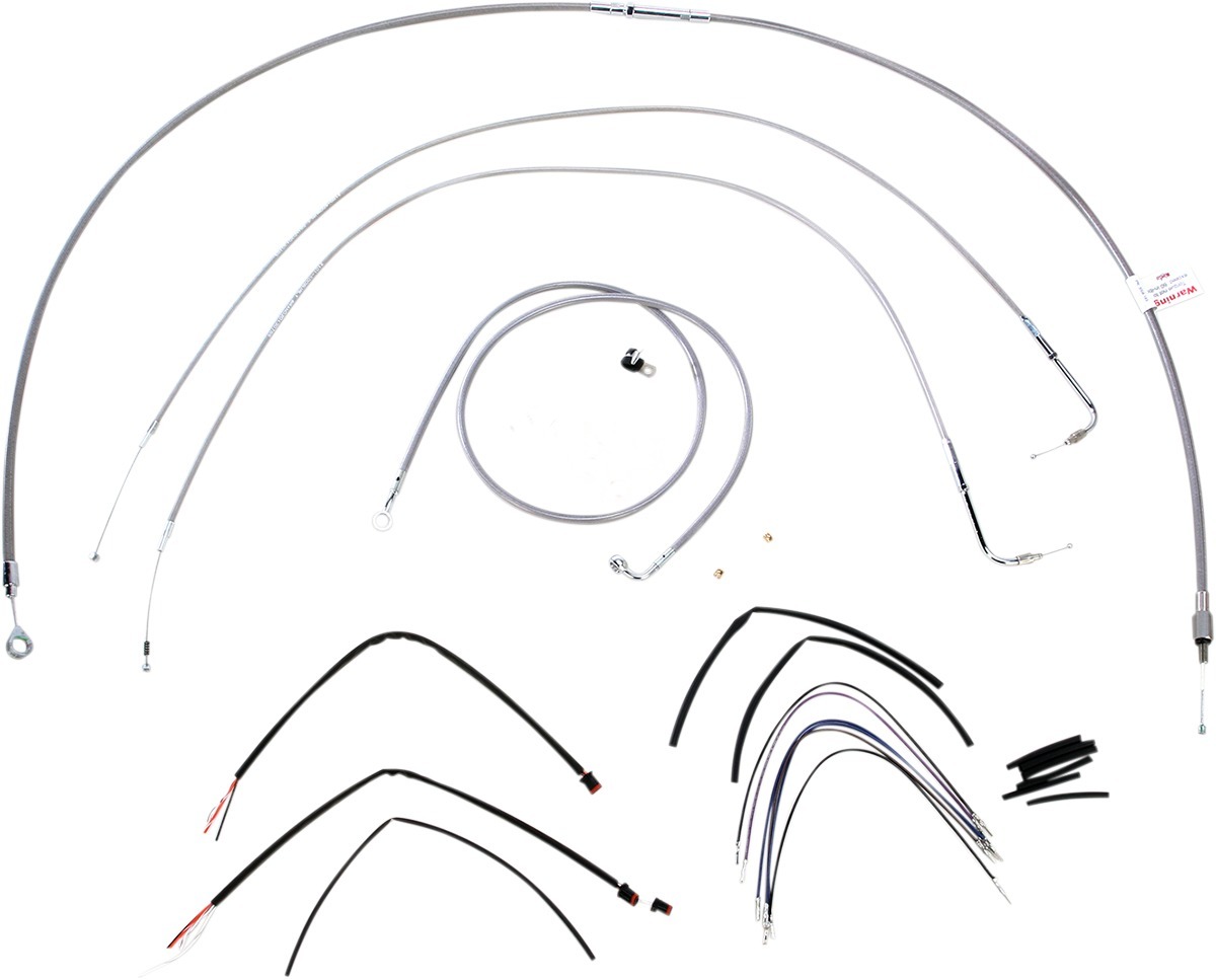 Extended Braided S.S. Control Cable Kit for Softails - 14" tall bars (non-ABS) - Click Image to Close
