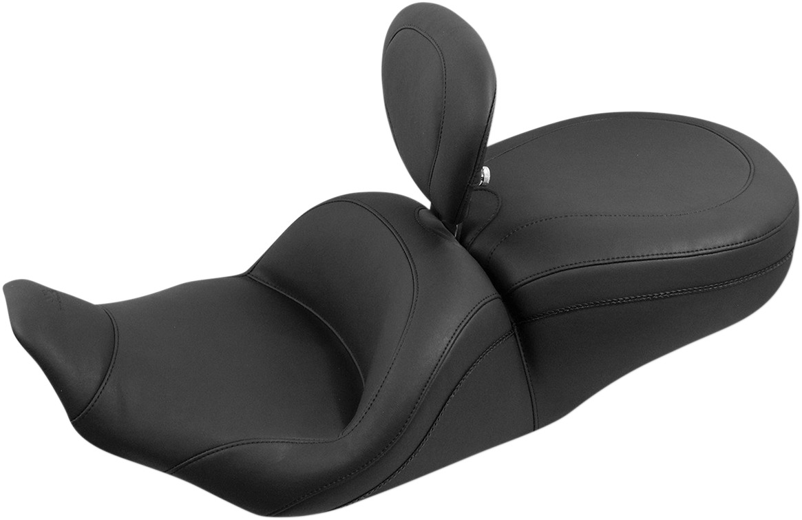 Lowdown Plain Vinyl 2-Up Seat w/Backrest - For 97-07 Harley FLHR FLHX - Click Image to Close