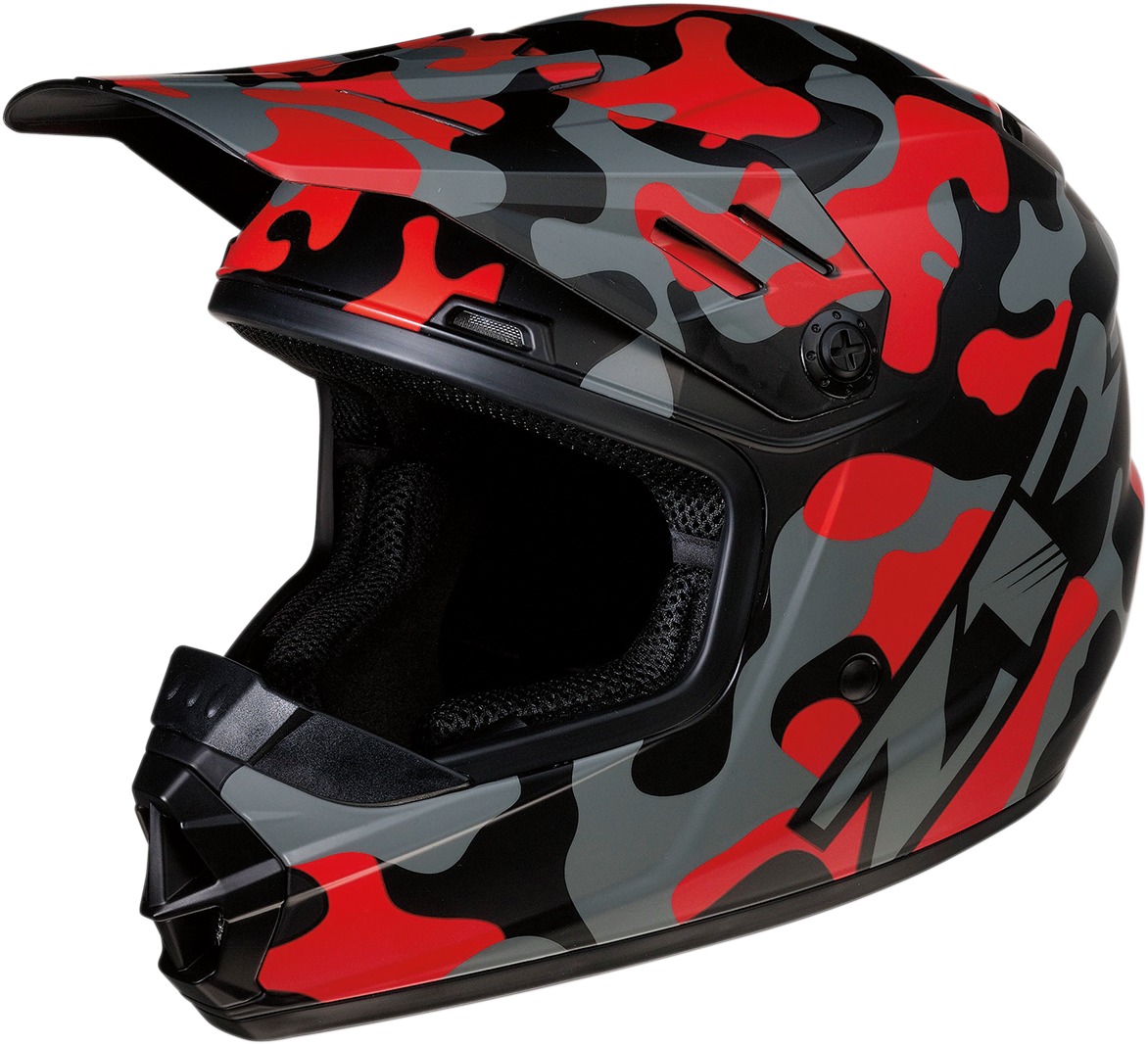 Youth Rise Camo Full Face Offroad Helmet Multi/Red Y-Small - Click Image to Close