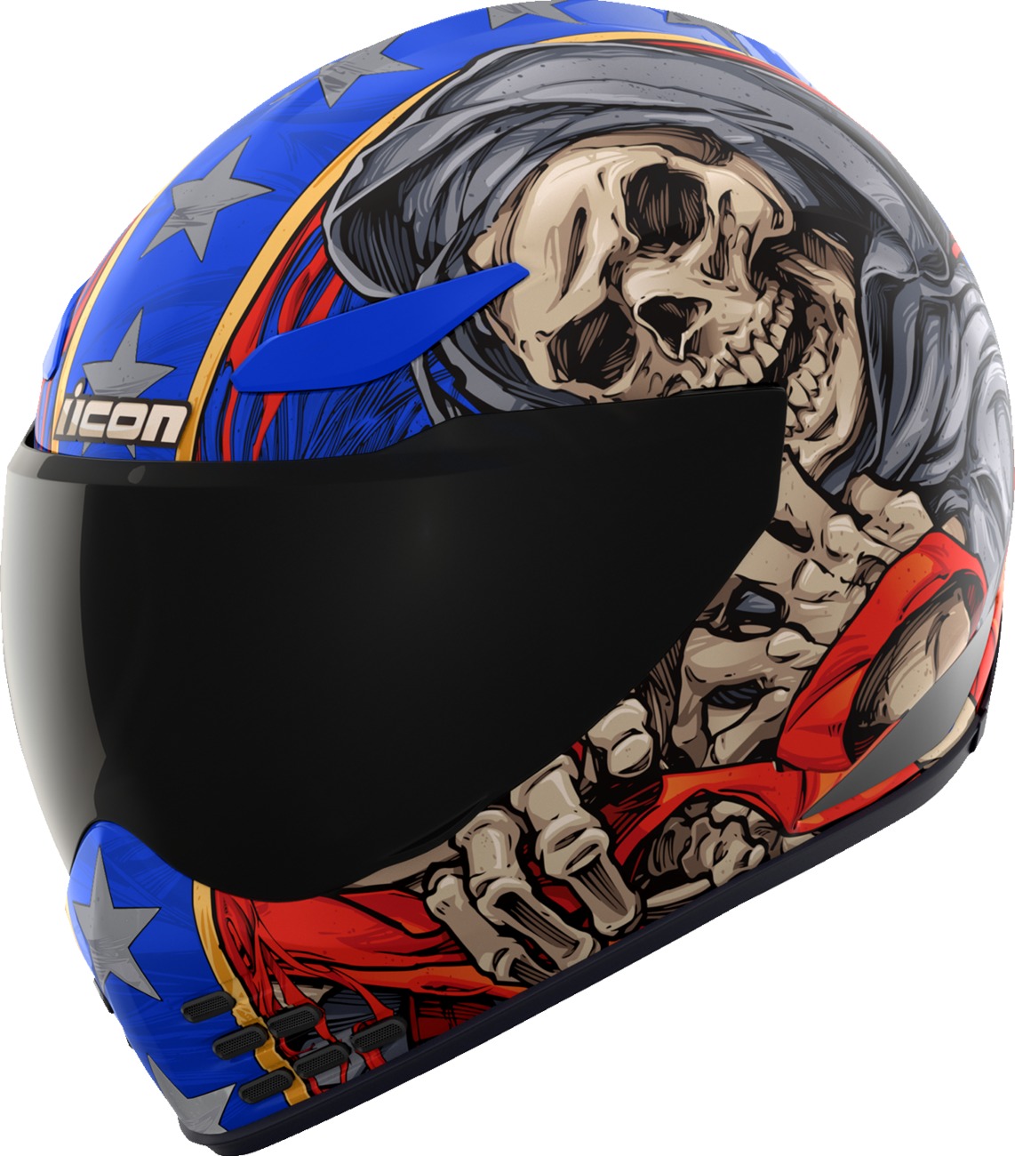 ICON Domain Revere Helmet 3XL Blue/White/Red - Full-face helmet with moisture-wicking liner - Click Image to Close