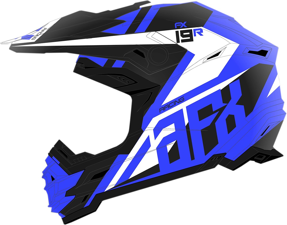 FX-19R Racing Full Face Offroad Helmet Matte Blue/White Small - Click Image to Close