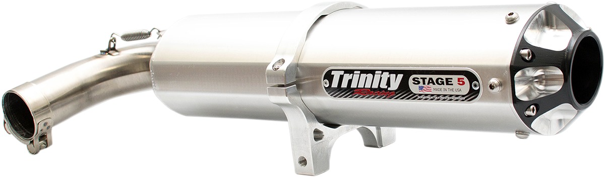 Brushed Aluminum Slip On Exhaust w/Spark Arrestor - For 16-21 Yamaha YXZ1000R - Click Image to Close