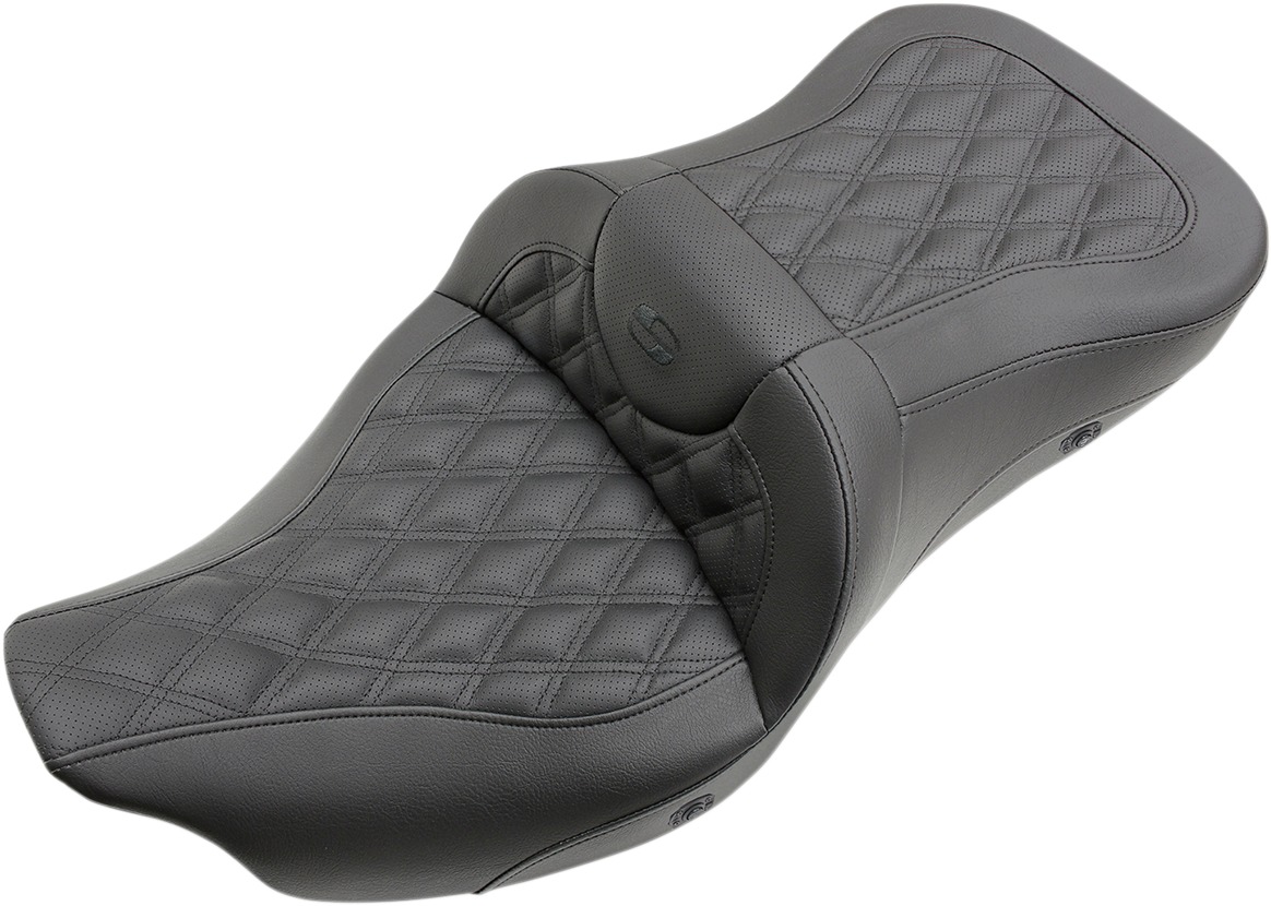 Heated Road Sofa Lattice Stitched 2-Up Seat Gel - For FLHTCUTG - Click Image to Close