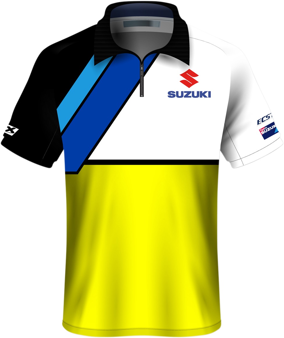 Men's Suzuki Team Pit Shirt - Suz Team Pit Shirt Yelblk 2Xl - Click Image to Close