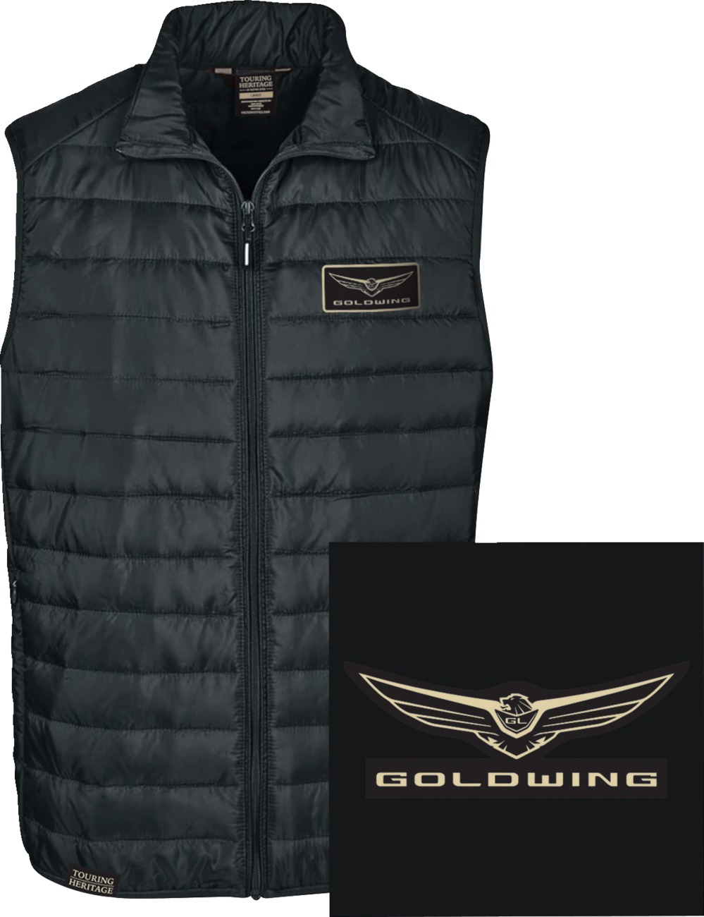 Men's Gold Wing Puffer Vest - Gw Puffer Vst Blk Md - Click Image to Close