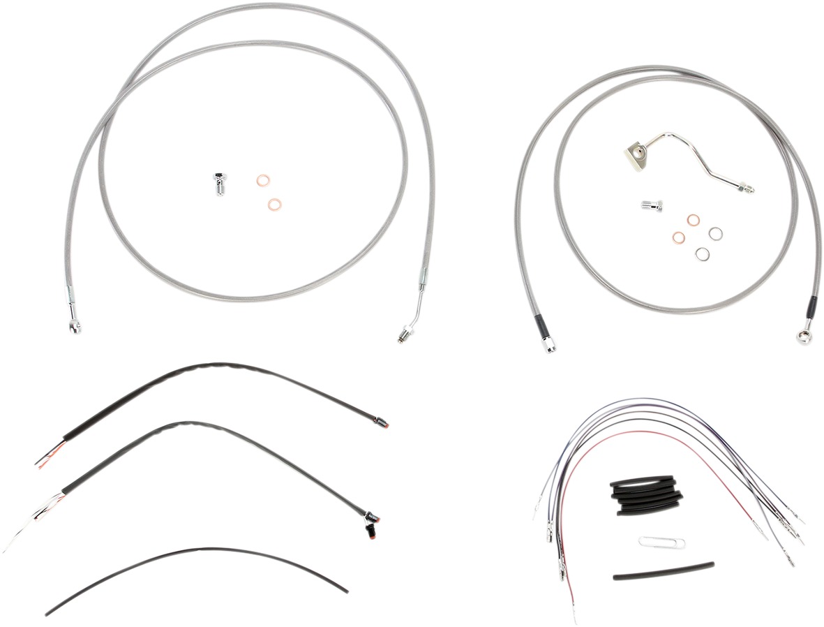 Extended Braided S.S. Control Cable Kit for Baggers - 15" tall bars (ABS) - Click Image to Close