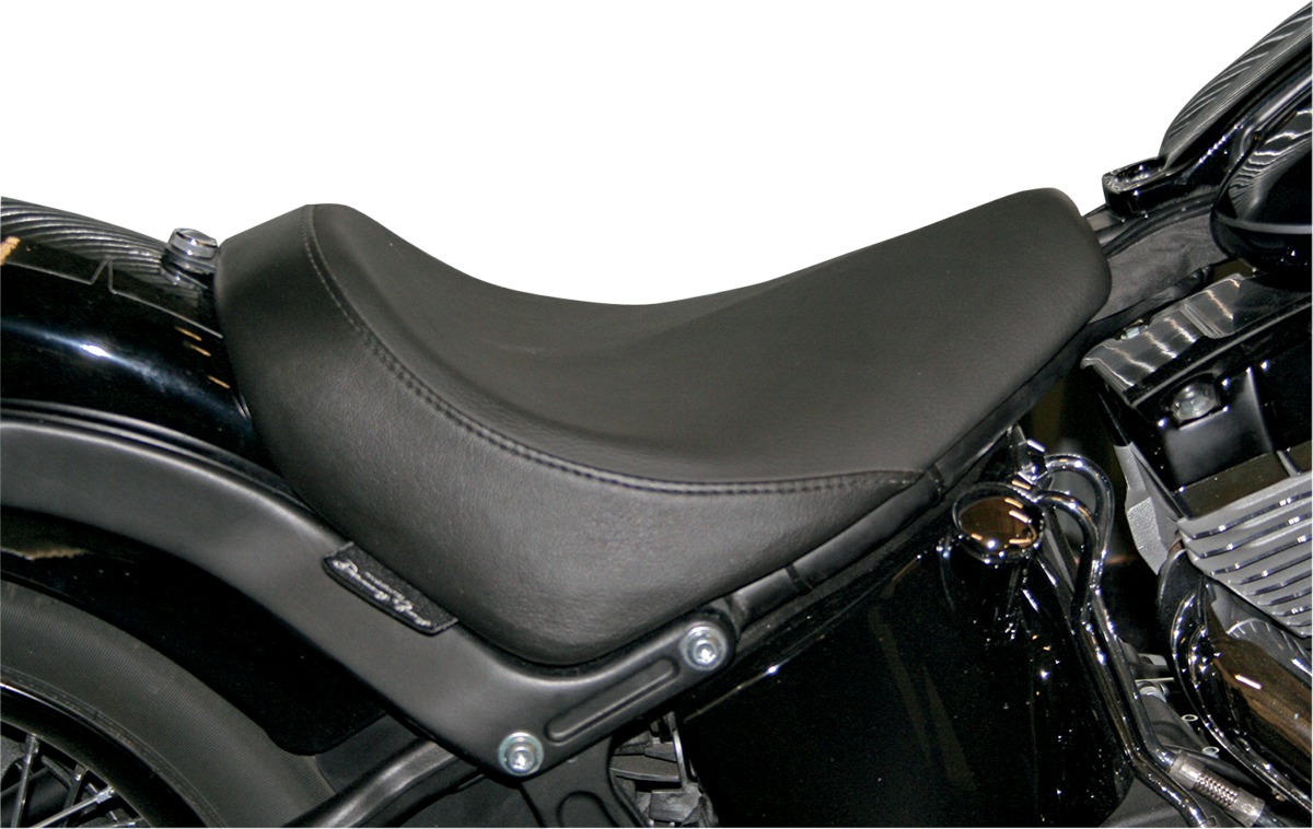 Buttcrack Smooth Leather Solo Seat - Black - For 11-17 Harley FLS FXS - Click Image to Close