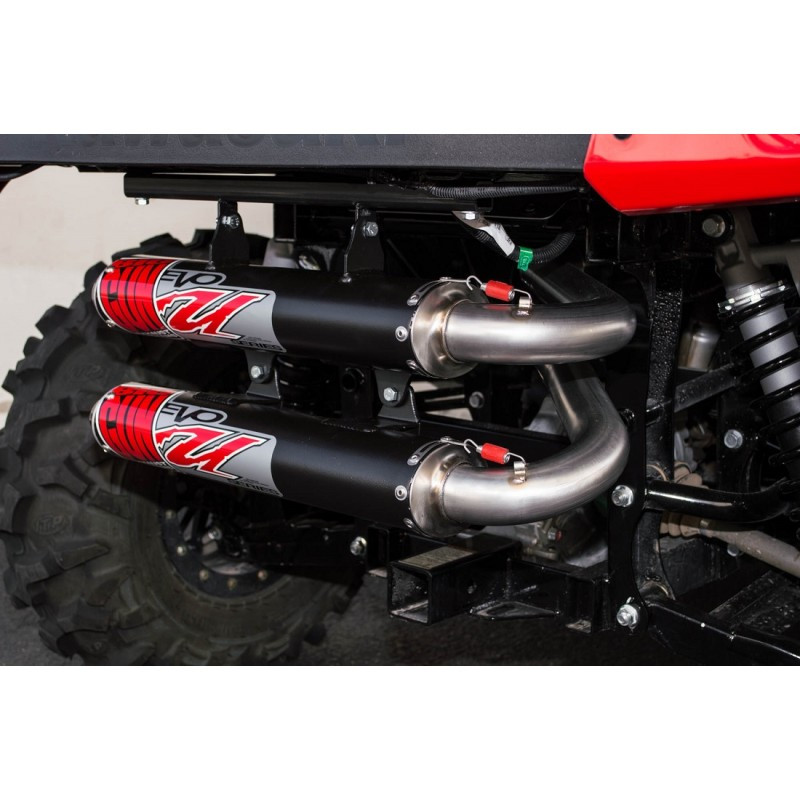 EVO U Dual Slip On Exhaust Mufflers - For 12-15 Kawasaki Teryx 4 - Click Image to Close