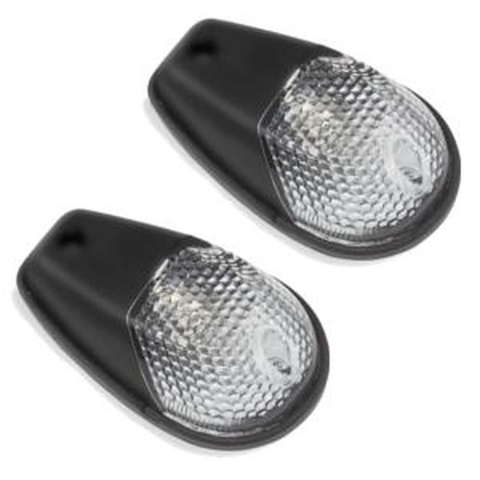 Flush Mount Mini Marker Lights - Clear Lens Amber Bulb Black Shell - Click Image to Close