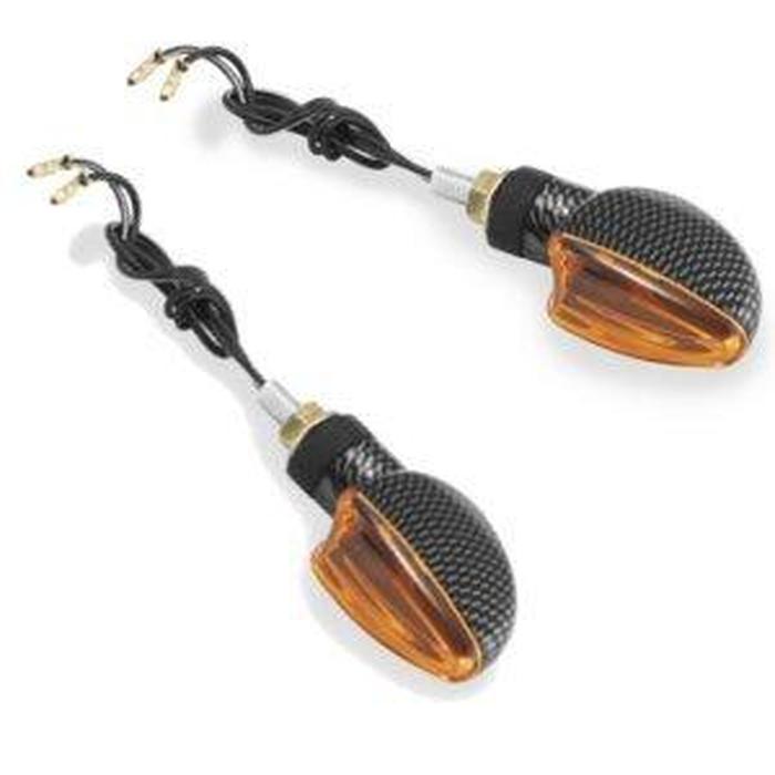 Ultra Small Mini Marker Light V Shaped - Amber Lens - Carbon Housing - Click Image to Close