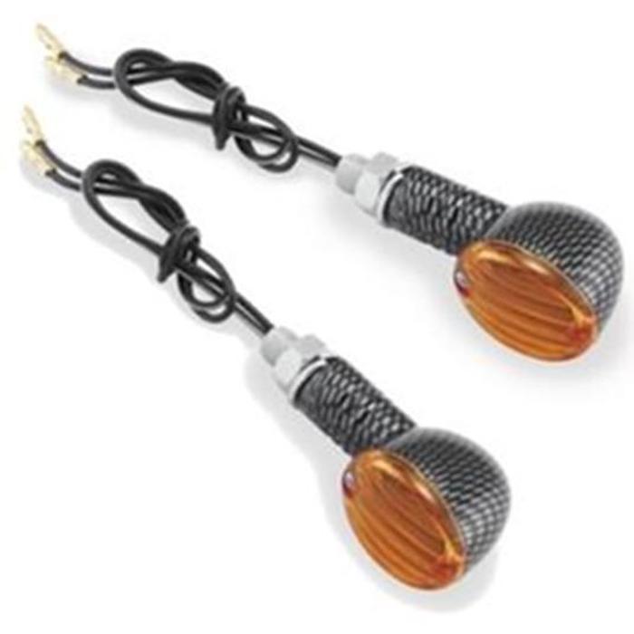 Mini Stalk Marker Light Round - Amber Lens - Carbon Housing - Click Image to Close