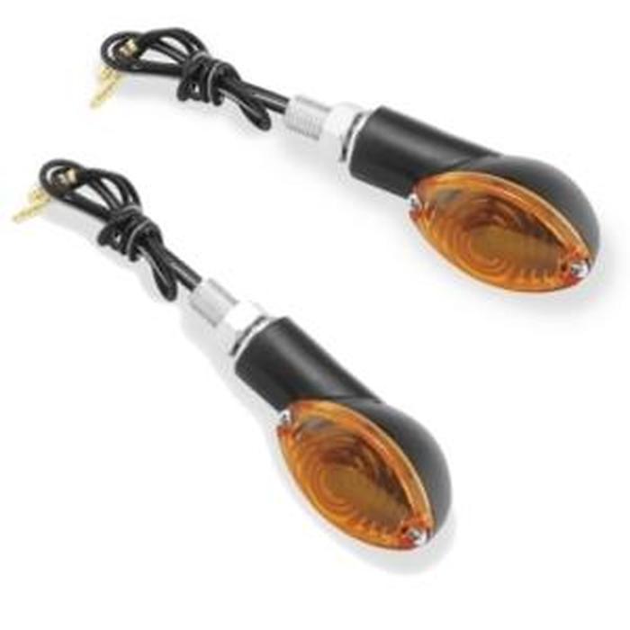 Mini Stalk Marker Light Oval - Amber Lens - Black Housing - Click Image to Close