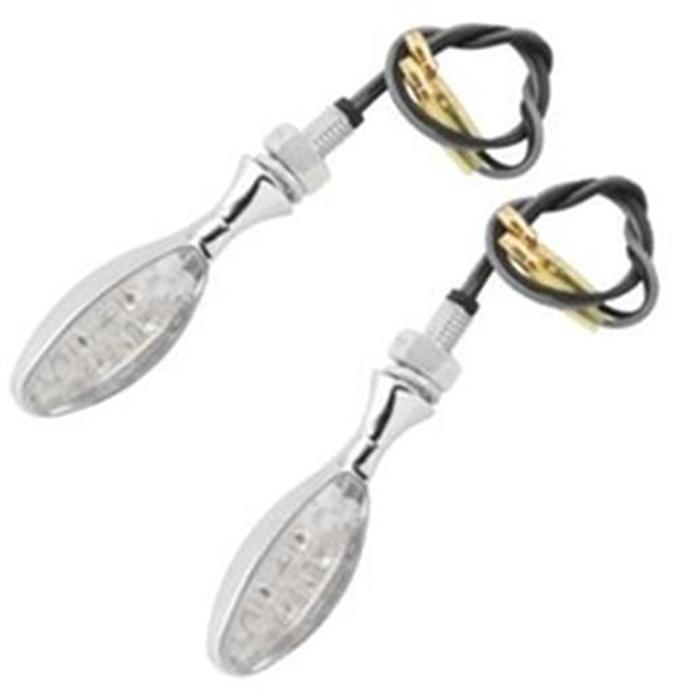 Motorcycle LED Turn Signals - Torpedo - Chrome - Amber L.E.D. - Click Image to Close