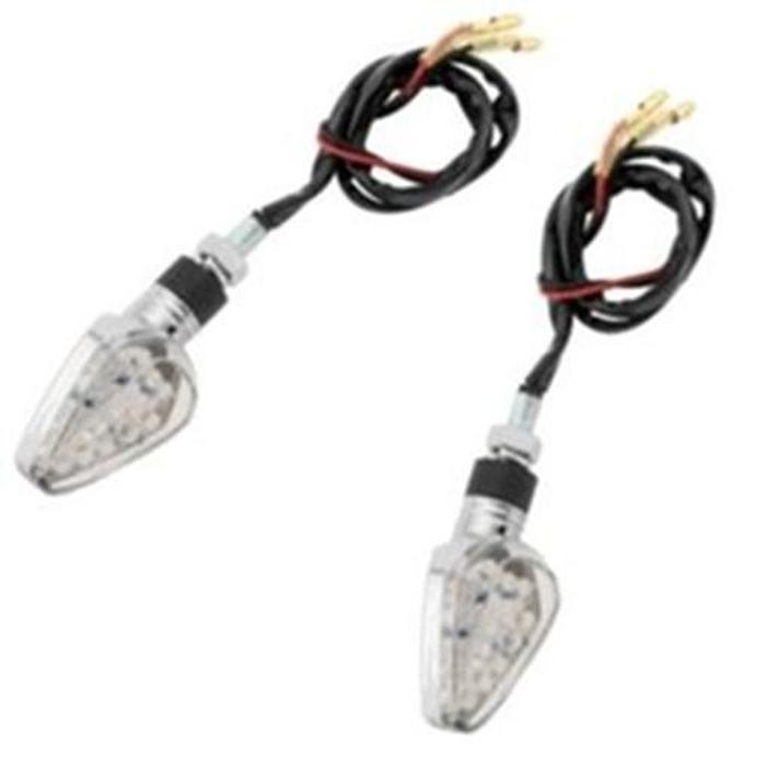 Motorcycle LED Turn Signals - Arrow Head - Chrome - Amber L.E.D. - Click Image to Close