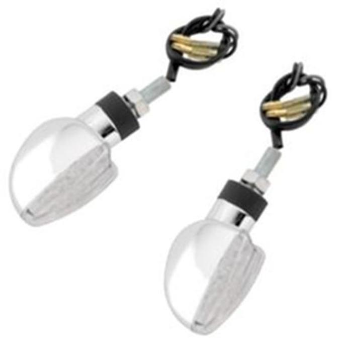 Motorcycle LED Turn Signals - Spade - Chrome - Amber L.E.D. - Click Image to Close