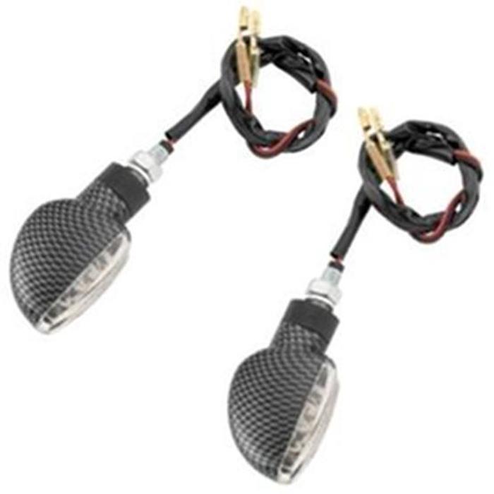 Motorcycle LED Turn Signals - Spade - Carbon Look - Amber L.E.D. - Click Image to Close