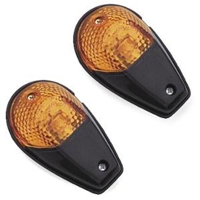 Flush Mount Mini Marker Lights - Amber Lens Clear Bulb Black Shell - Click Image to Close