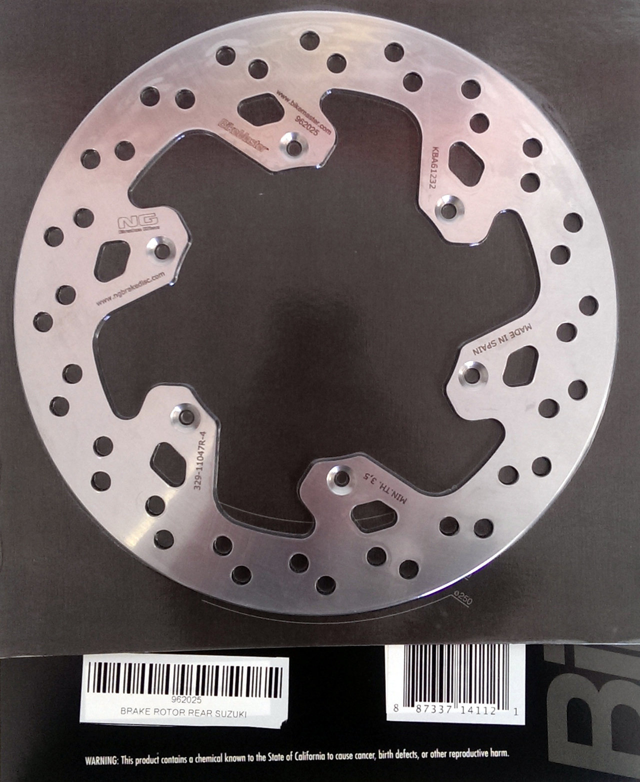 Rear Solid Brake Rotor - for Suzuki DRZ400SM, RM125/250, DRZ125 - Click Image to Close